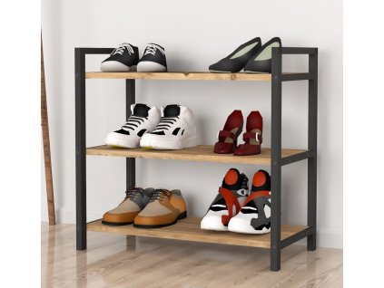 Regál na topánky NAMUR 3 SR, borovica/čierna