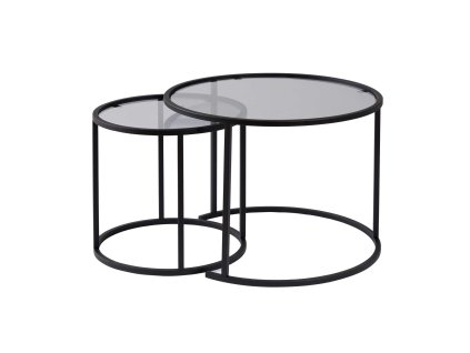 Sada okrúhlych konferenčných stolíkov 60/42 MIKE, čierna / šedá