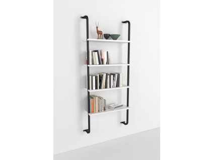 Nástenná knižnica MARLE 4, biela / čierna