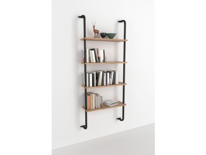 Nástenná knižnica MARLE 4, borovica/čierna