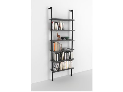 Nástenná knižnica MARLE 6, antracit/čierna