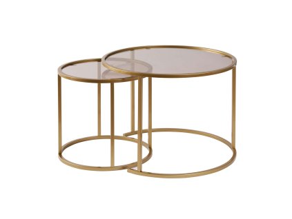 Sada okrúhlych konferenčných stolíkov 60/42 MIKE, zlatá / bronz