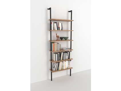 Nástenná knižnica MARLE 6, borovica/čierna