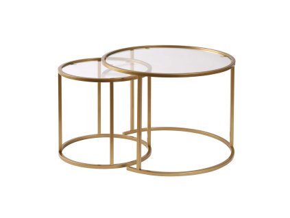 Sada okrúhlych konferenčných stolíkov 60/42 MIKE, zlatá / transparent