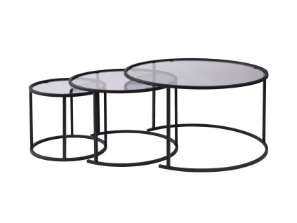 Sada troch konferenčných stolíkov 80/60/42 MIKE, čierna / šedá