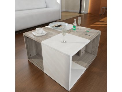Konferenčný stolík DUNDEE, biely / dub Cordoba