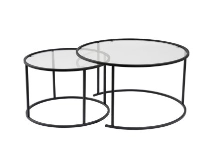 Sada okrúhlych konferenčných stolíkov 80/60 MIKE, čierna / transparent