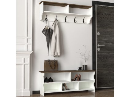 Vešiaková stena ESTER, biela / orech