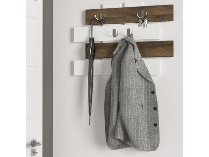 Predsieňový vešiak MOLLY, biela / orech