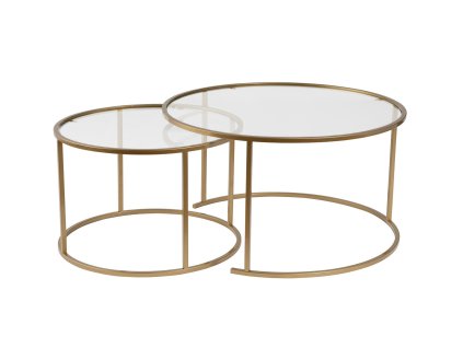 Sada okrúhlych konferenčných stolíkov 80/60 MIKE, zlatá / transparent