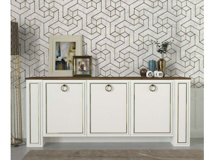 Široká komoda ARYA, biela/lýdia