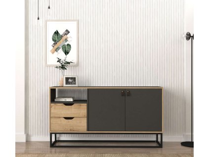 Dvojdverová komoda LORES, antracit/sapphire