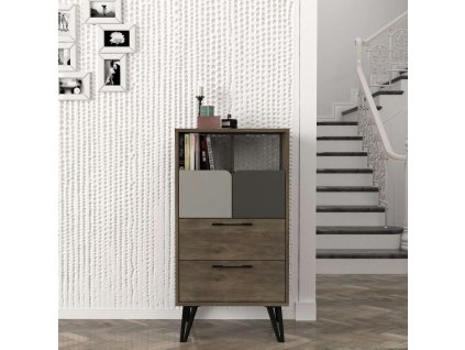 Vysoká komoda BRUGES, cura/riversand/antracit