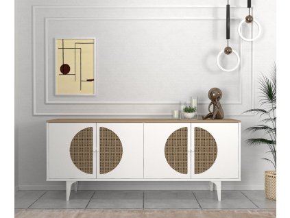 Široká komoda KEBAB 180, biela/zafir/hazeran