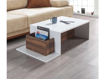 Široký konferenčný stolík POTTER, biela/orech