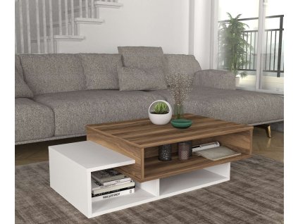 Široký konferenčný stolík STAB, biela/orech