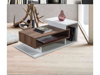 Konferenčný stolík SUMMER, biela/orech