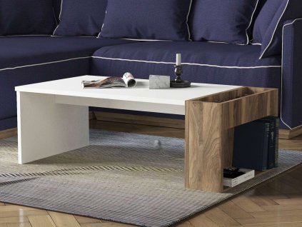 Konferenčný stolík NEW, biela/orech