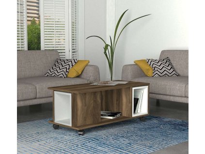 Širokýkonferenčný stolík SALEM, biela/orech