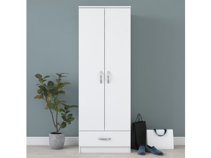 Vysoká šatníková skriňa DUCK, biela