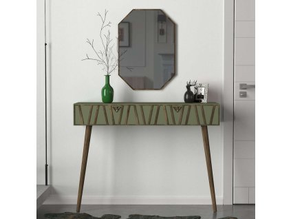 Konzola s nástenným zrkadlom WOOD M, orech/sardunia