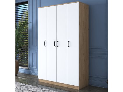 Šatníková skriňa TOOTH, orech/biela