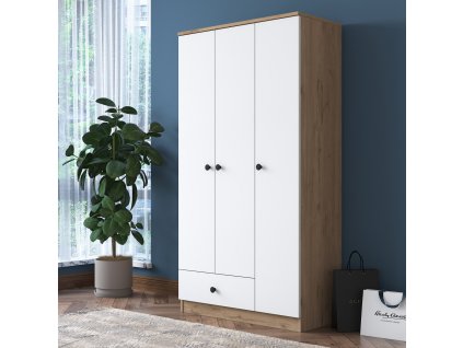 Šatníková skriňa so šuplíkom TITANITE, orech/biela