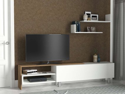 Obývacia stena DESIGN, biela/orech