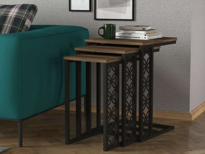 Industriálny príručný stolík CLARK, orech