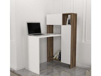 Úzky písací stôl MILA, biela/orech