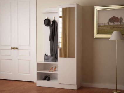 Predsieňová stena so zrkadlom VELMA, biela