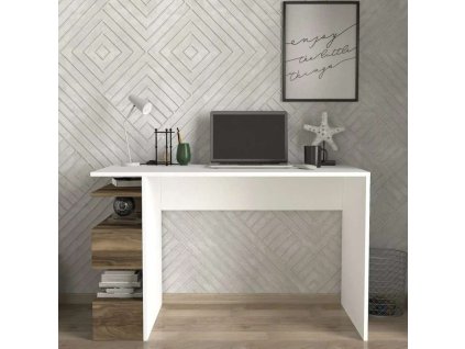 Písací stôl COBRA, biela/orech