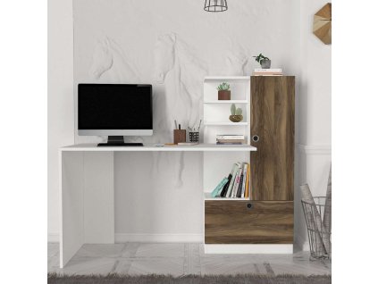 Písací stôl RHINOS, biela/orech