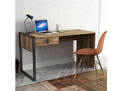 Industriálny písací stôl LUST, orech