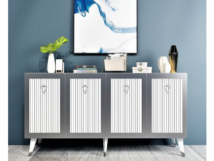 Komoda na nožičkách SOFI, biela / strieborná