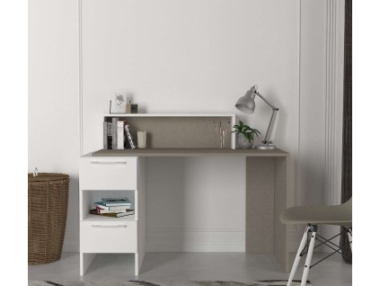 Písací stôl MIKA, biela/textile