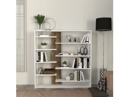 Policový regál DANDY, biela/orech