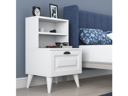 Nočný stolík so zásuvkou MABEL, biela