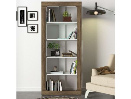 Policový regál ENTRES, biela/orech