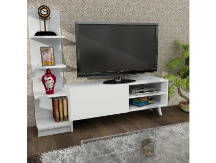 Malá TV stena s regálom DALI, biela matná