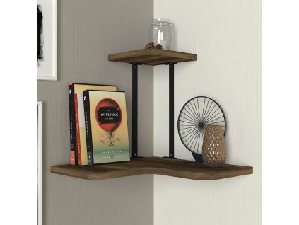 Rohová závesná polica AGRO, orech