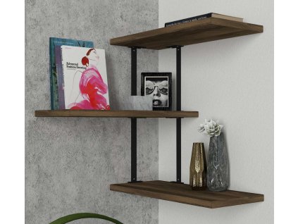 Rohová závesná polica RIBIS, orech