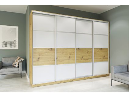 Šatníková skriňa BALTIMORE, dub Artisan / biela