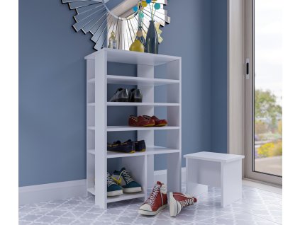Policový regál na topánky BRANKO, biela