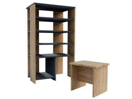 Policový regál na topánky BRANKO, dub kraft zlatý/antracit