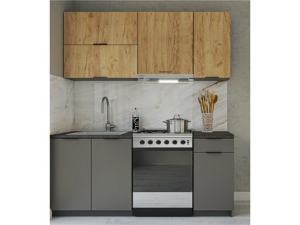 Štýlová kuchyňa 180 CAPRI, zlatý dub kraft / grafit