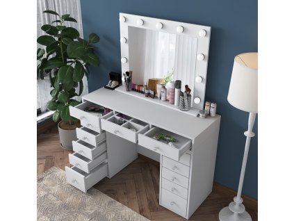 Toaletný stolík so zrkadlom DEMETER, biela