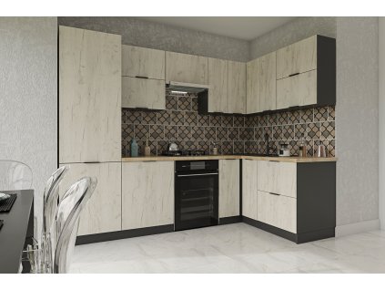 Moderná rohová kuchyňa 280 x 160 CRAFT, biely craft/grafit
