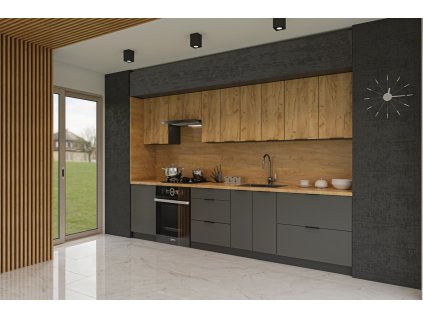 Moderná kuchyňa 300 CRAF, zlatý craft / grafit