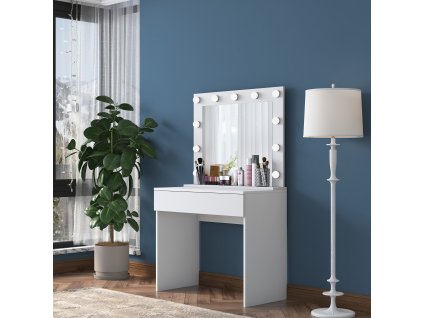 Toaletný stolík so zrkadlom LATINO, biela
